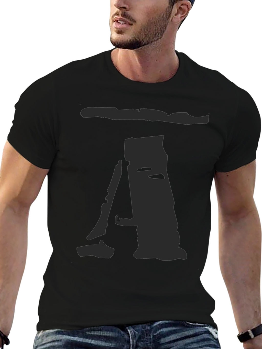 Mens Black T-Shirt with Abstract A Print