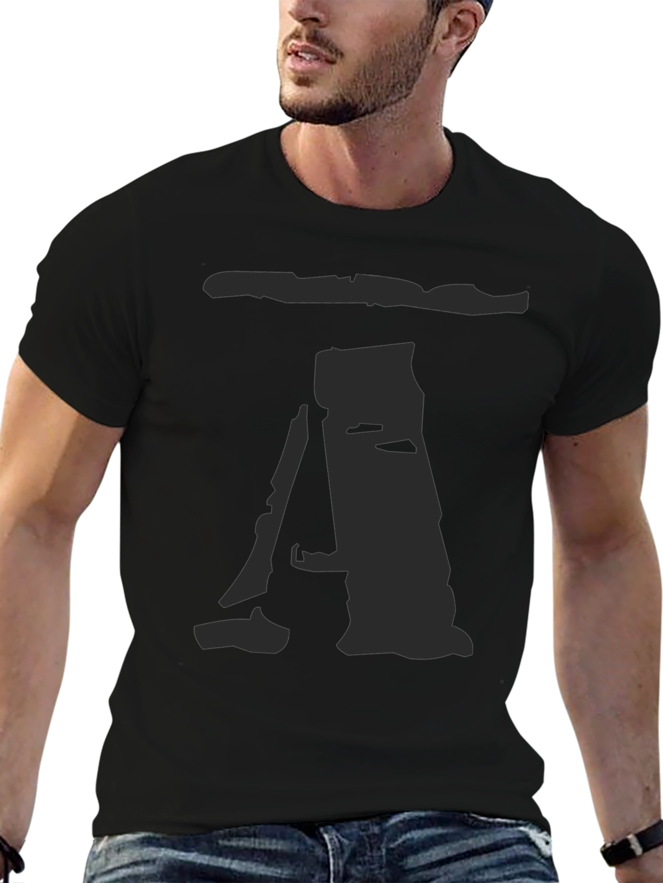 Mens Black T-Shirt with Abstract A Print