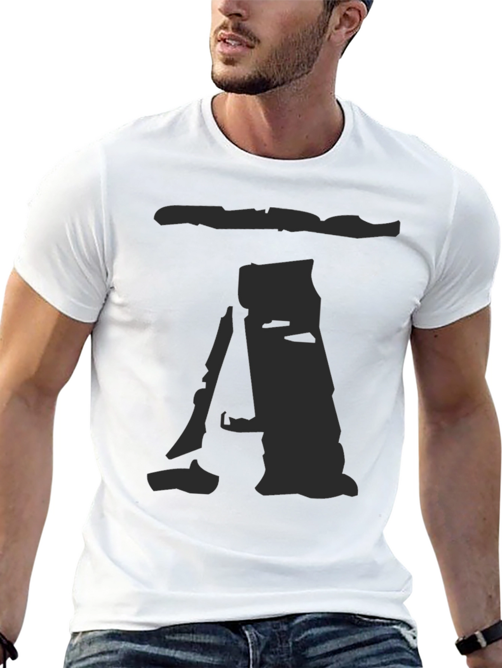 Mens Black T-Shirt with Abstract A Print