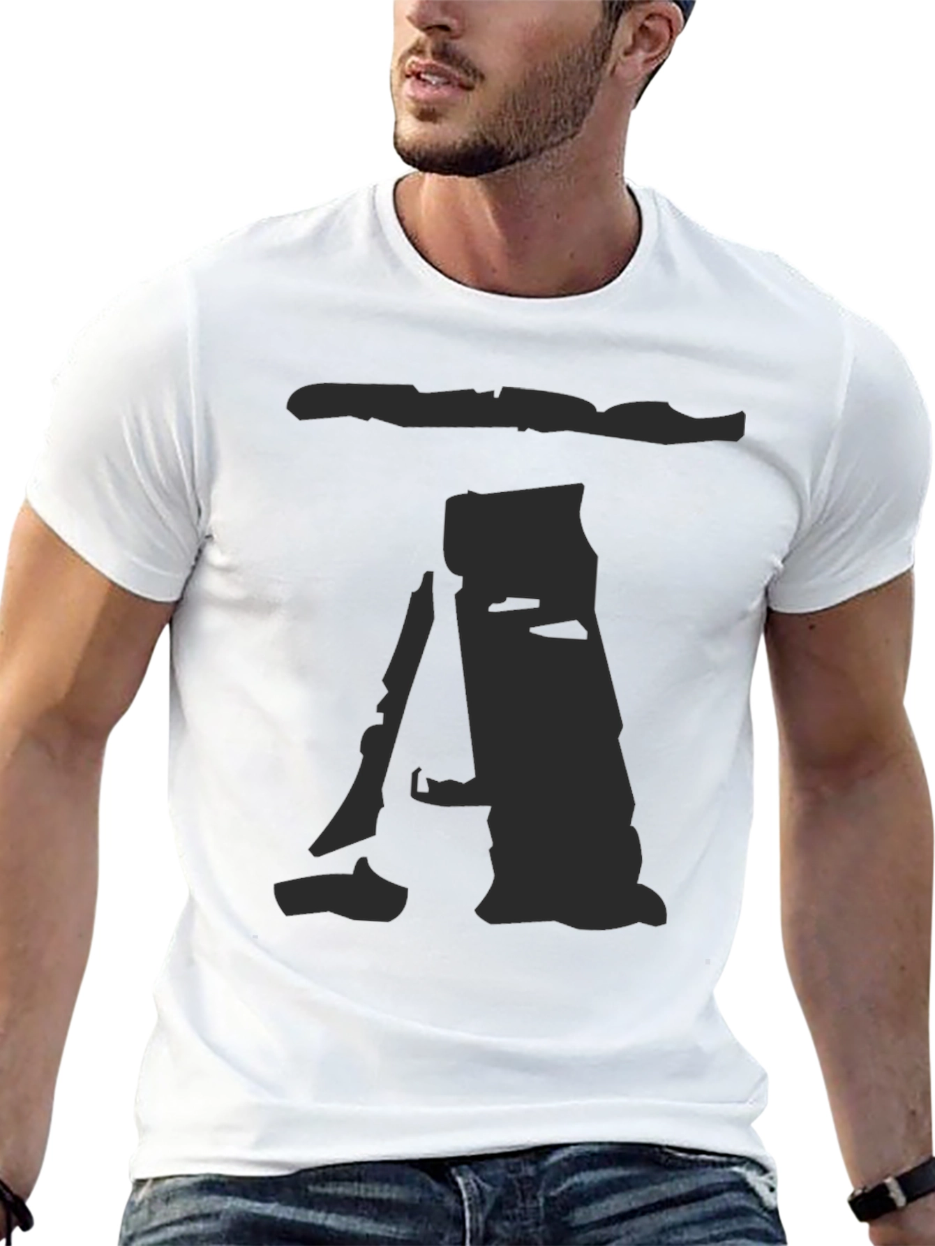 Mens Black T-Shirt with Abstract A Print