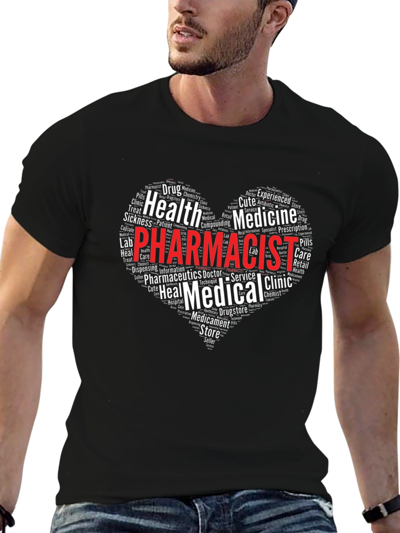 Pharmacist Heart Word Cloud T-Shirt