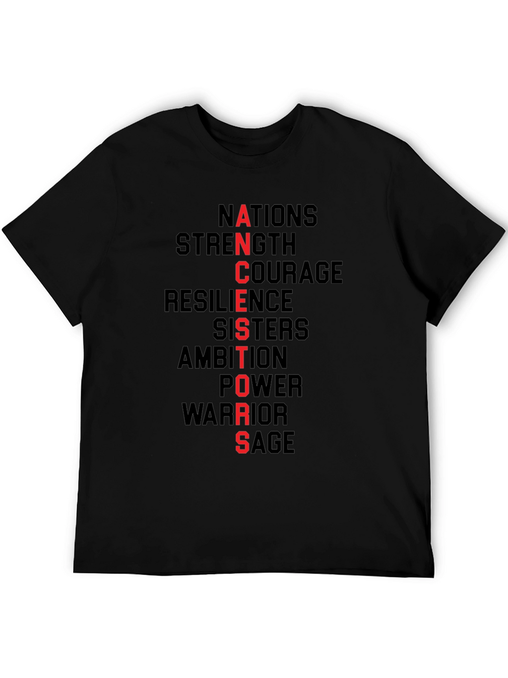 ANCESTORS Black Graphic Tee - Strength Courage Resilience