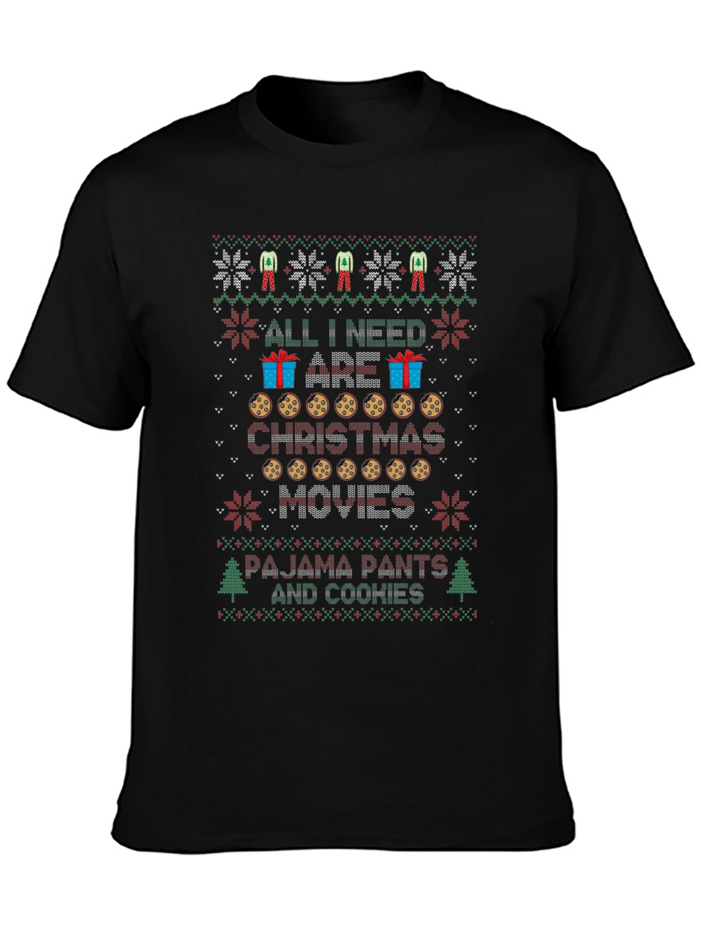 Christmas Movies & Cookies Ugly Christmas Sweater T-Shirt