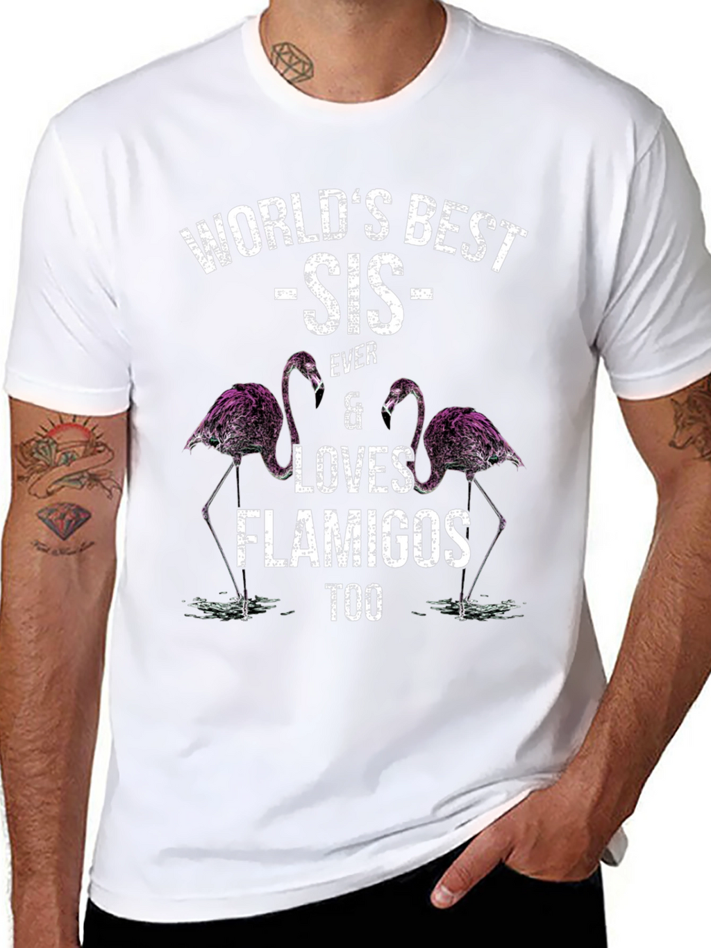 Worlds Best Sis Flamingo T-Shirt