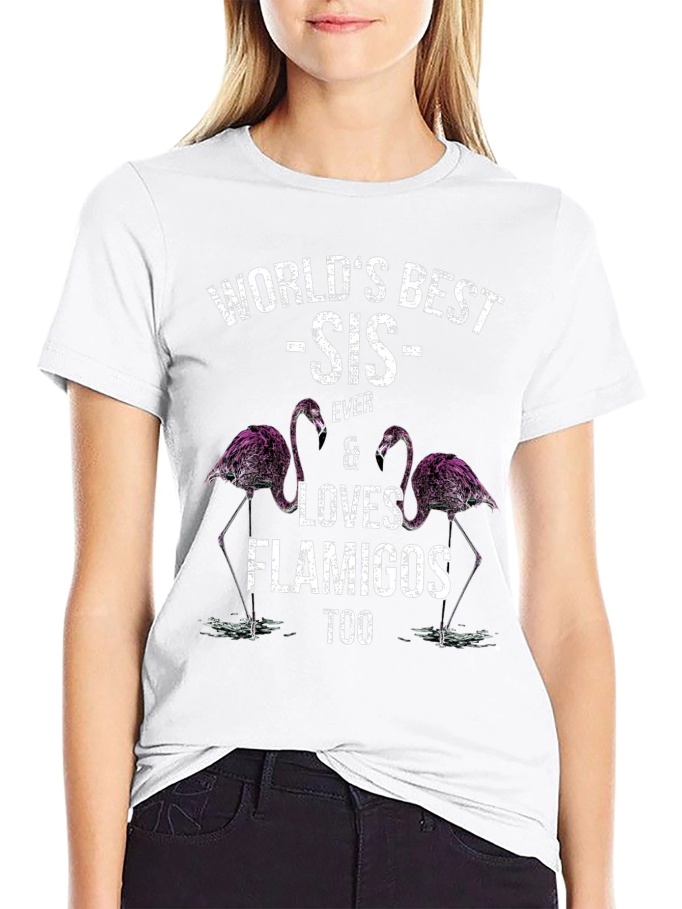 Worlds Best Sis Flamingo T-Shirt