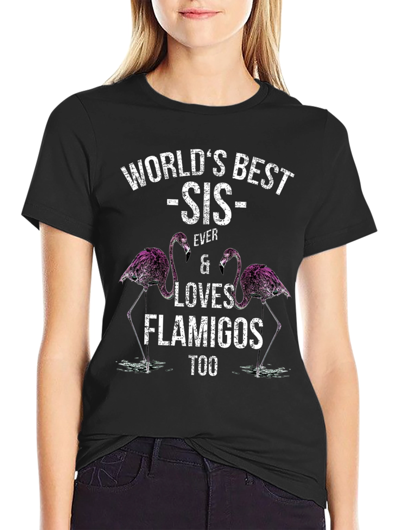 Worlds Best Sis Flamingo T-Shirt