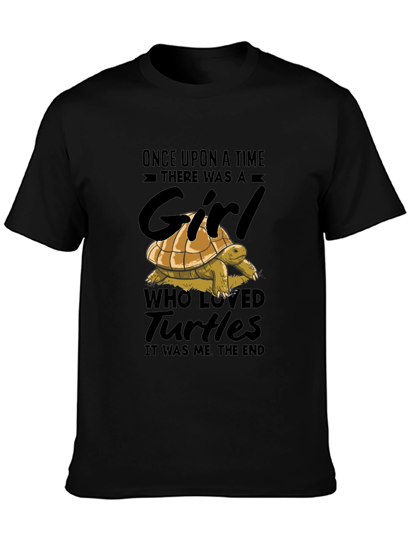 Girl Who Loved Turtles Black Graphic Tee
