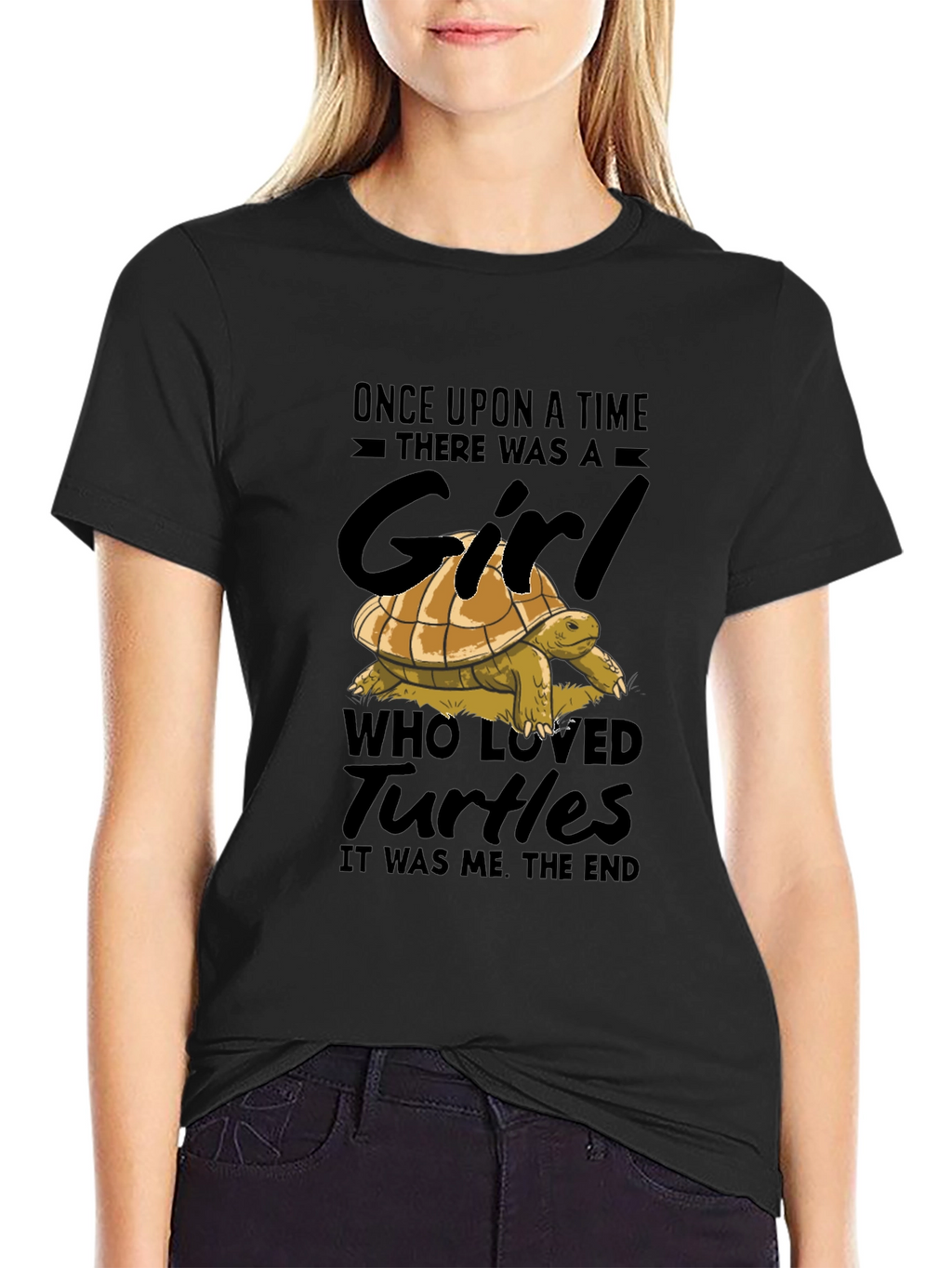 Girl Who Loved Turtles Black Graphic Tee