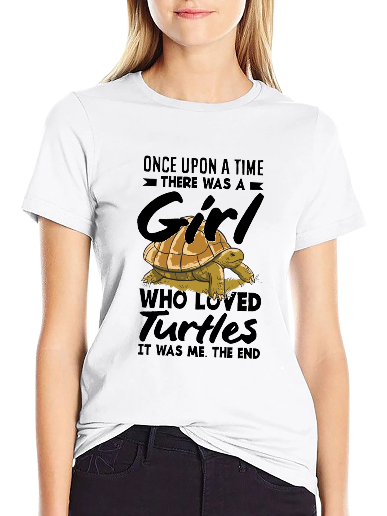 Girl Who Loved Turtles Black Graphic Tee