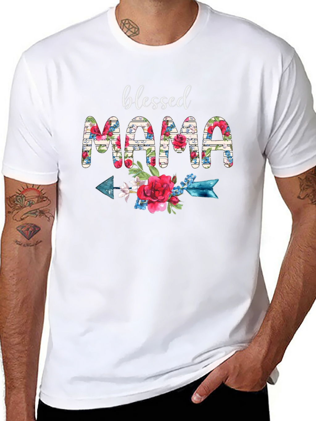 Blessed Mama Floral Arrow T-Shirt