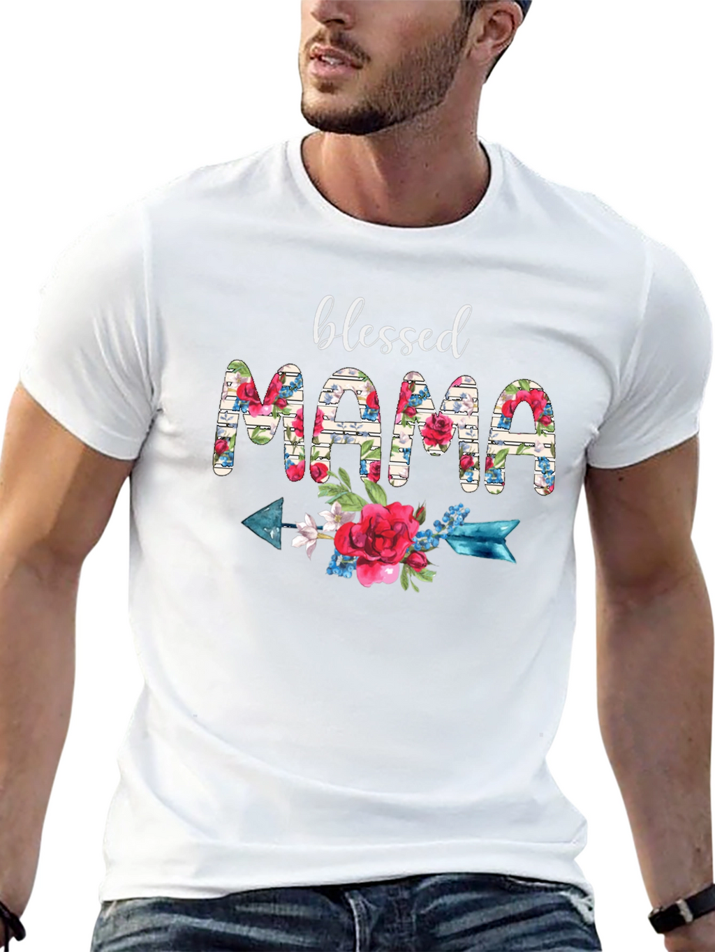 Blessed Mama Floral Arrow T-Shirt