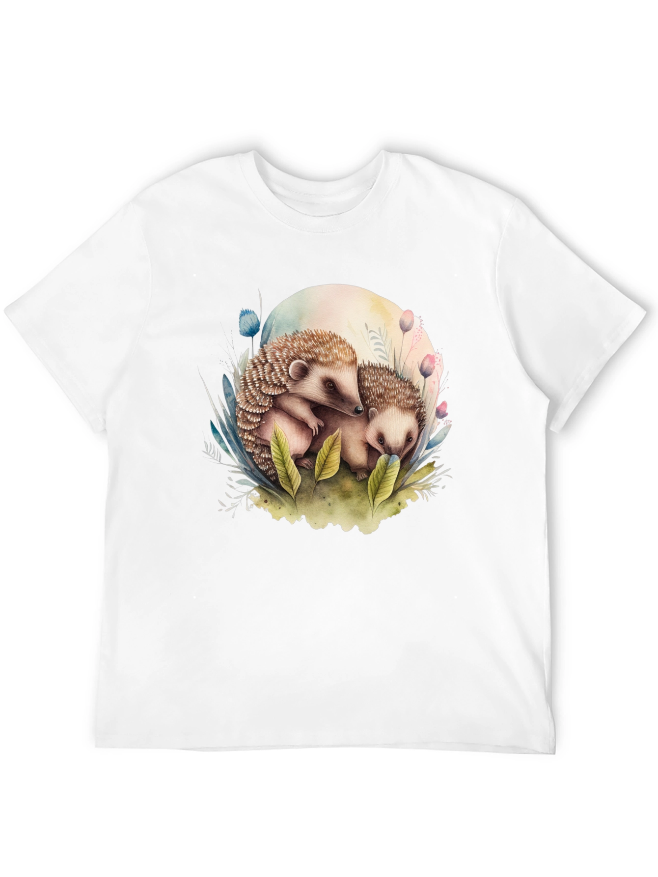 Cute Hedgehog Graphic Tee - Black