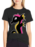 Stylish Black Seahorse Graphic Tee for Men