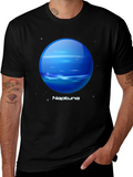 Neptune Graphic Tee - Black Cotton Universe Planet T-Shirt