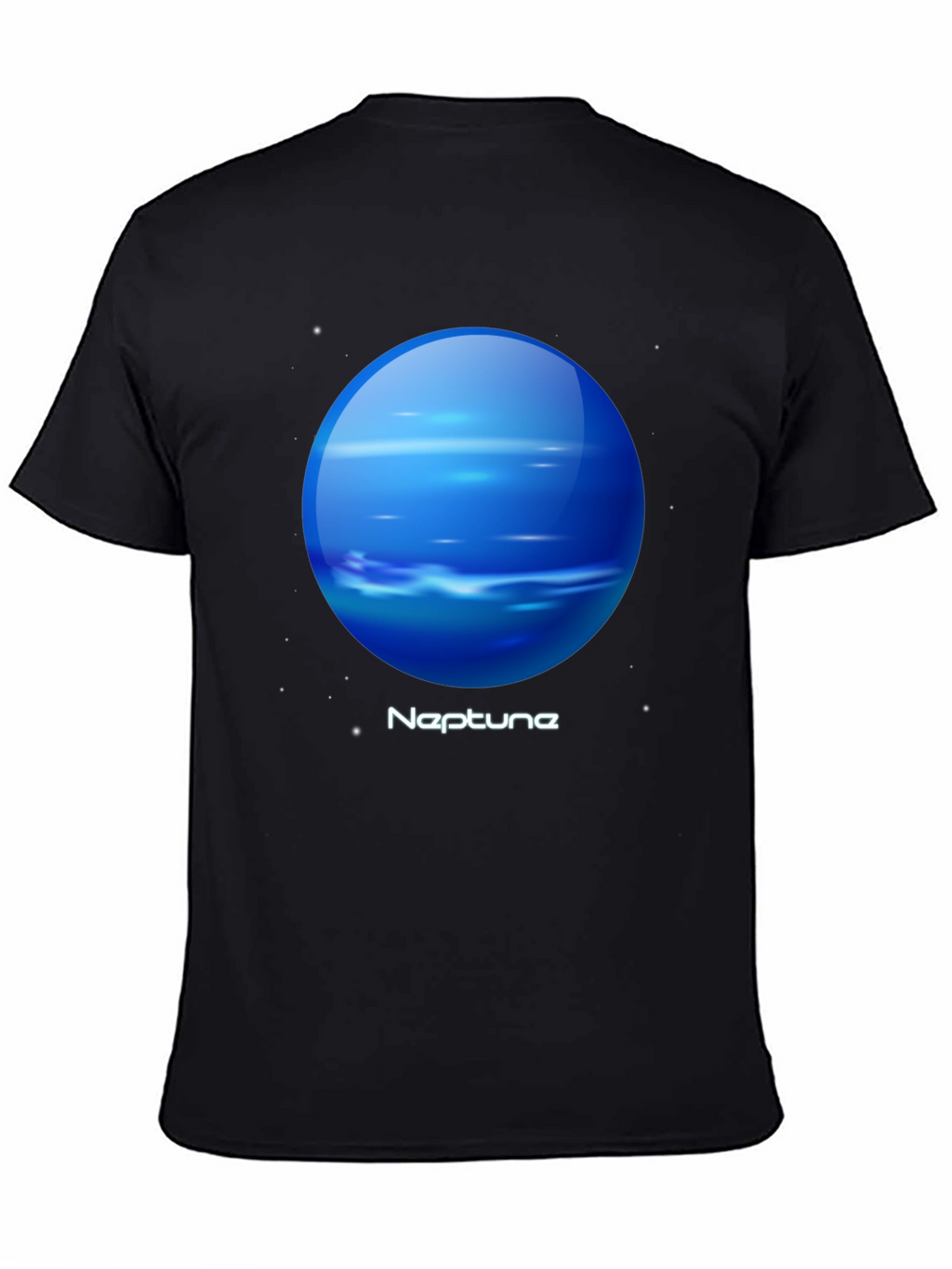 Neptune Graphic Tee - Black Cotton Universe Planet T-Shirt