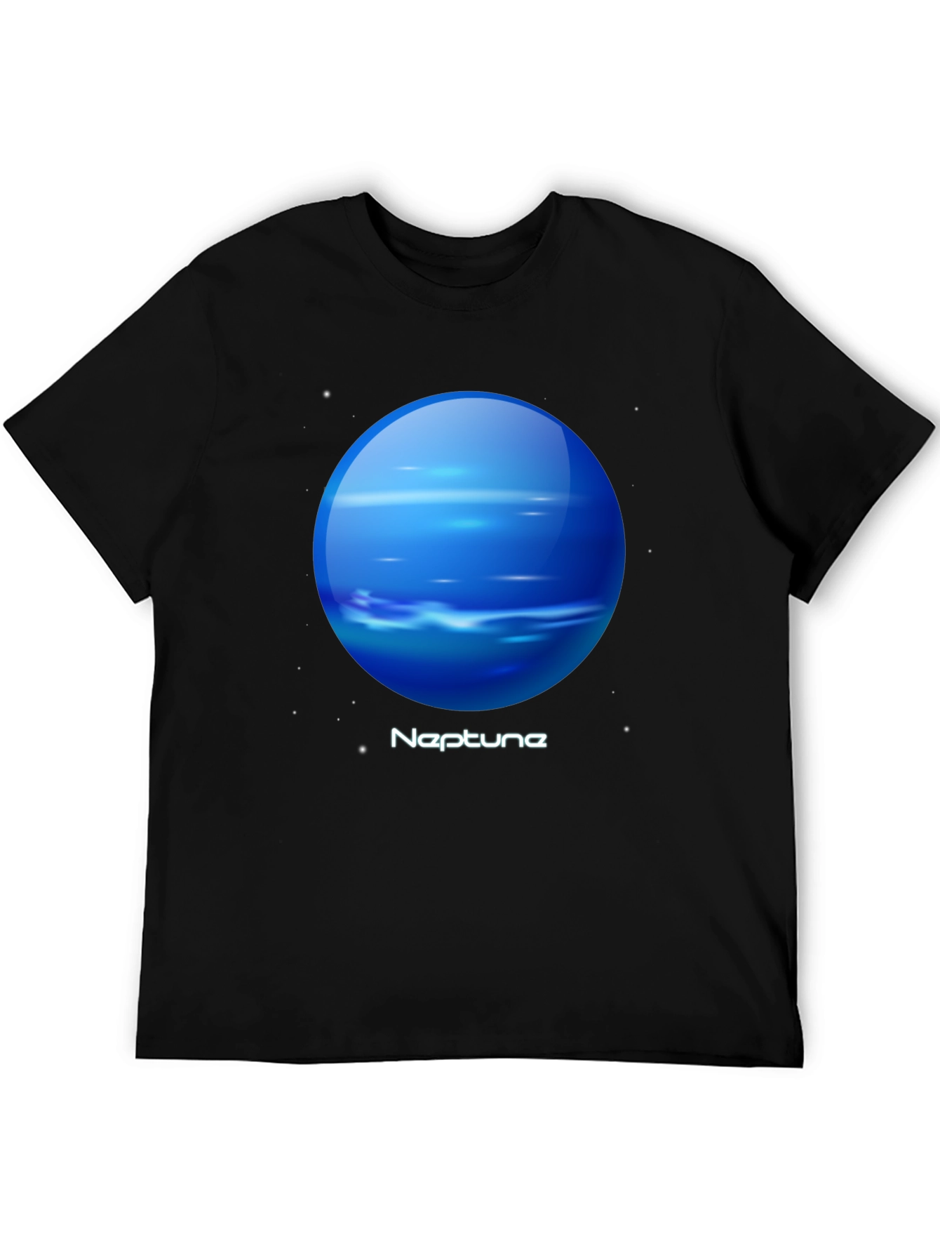 Neptune Graphic Tee - Black Cotton Universe Planet T-Shirt