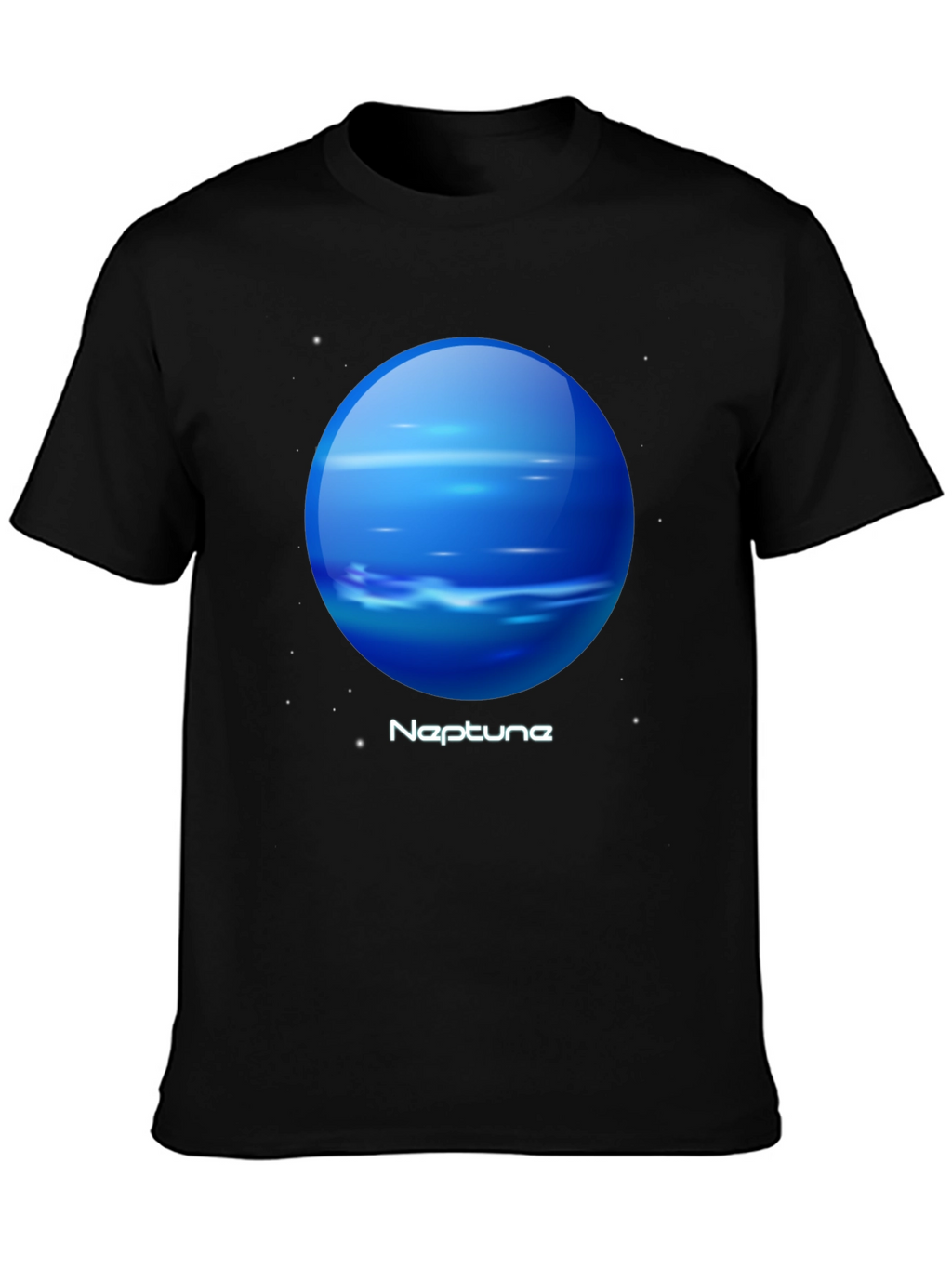 Neptune Graphic Tee - Black Cotton Universe Planet T-Shirt