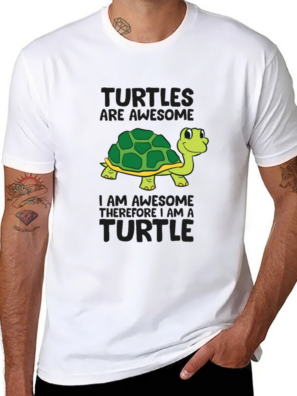 Awesome Turtle Graphic T-Shirt - Black Cotton Tee