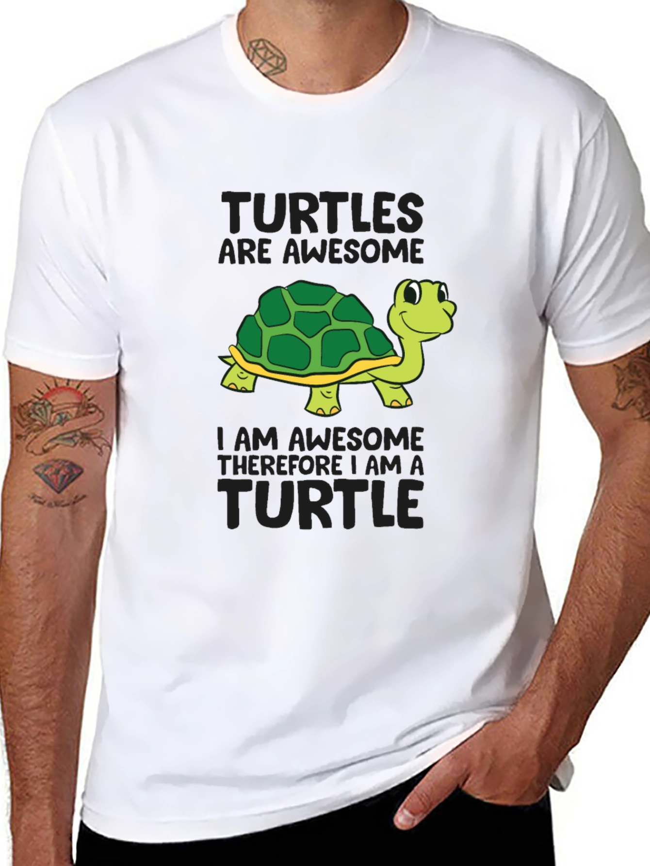 Awesome Turtle Graphic T-Shirt - Black Cotton Tee