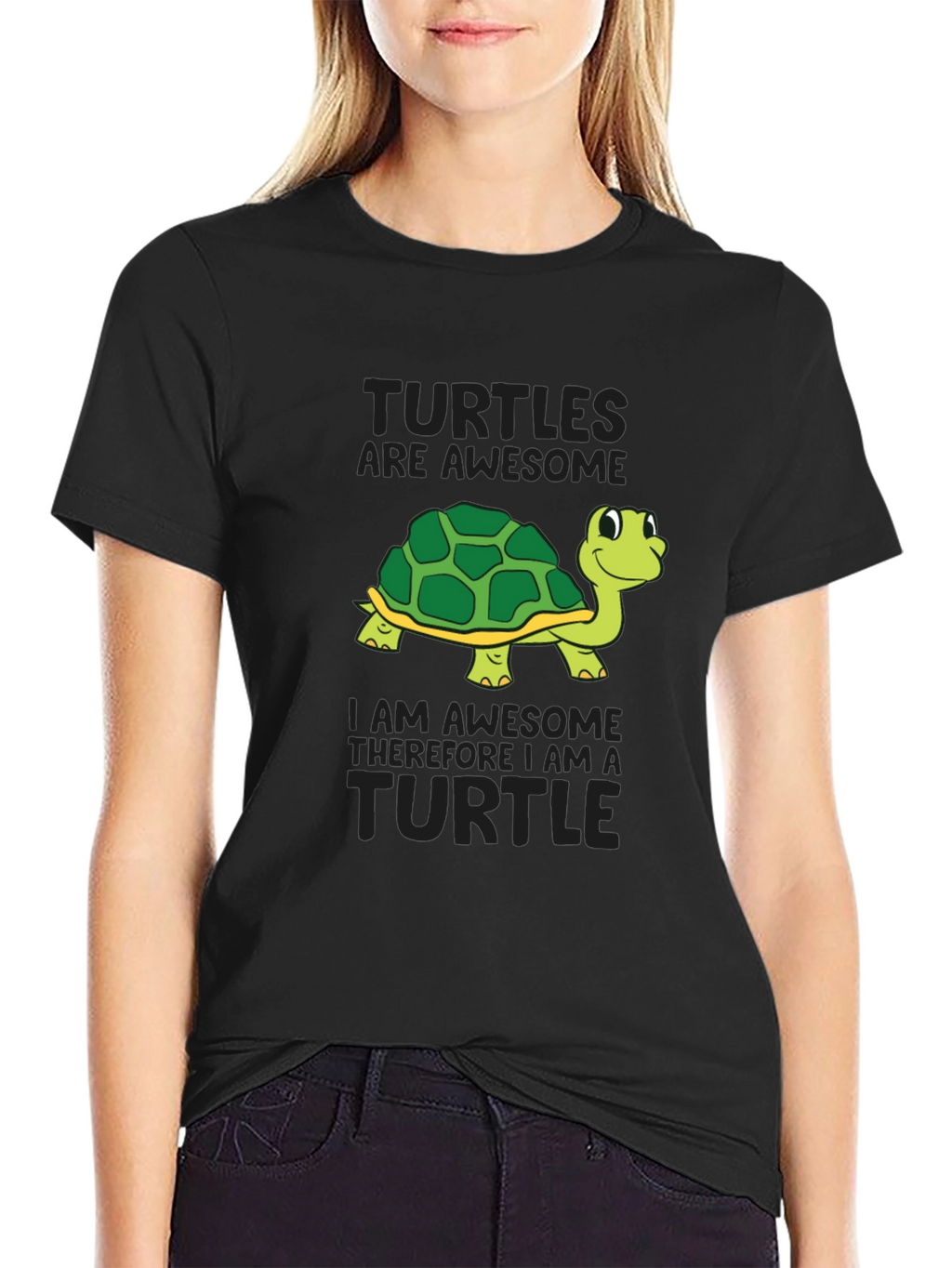 Awesome Turtle Graphic T-Shirt - Black Cotton Tee