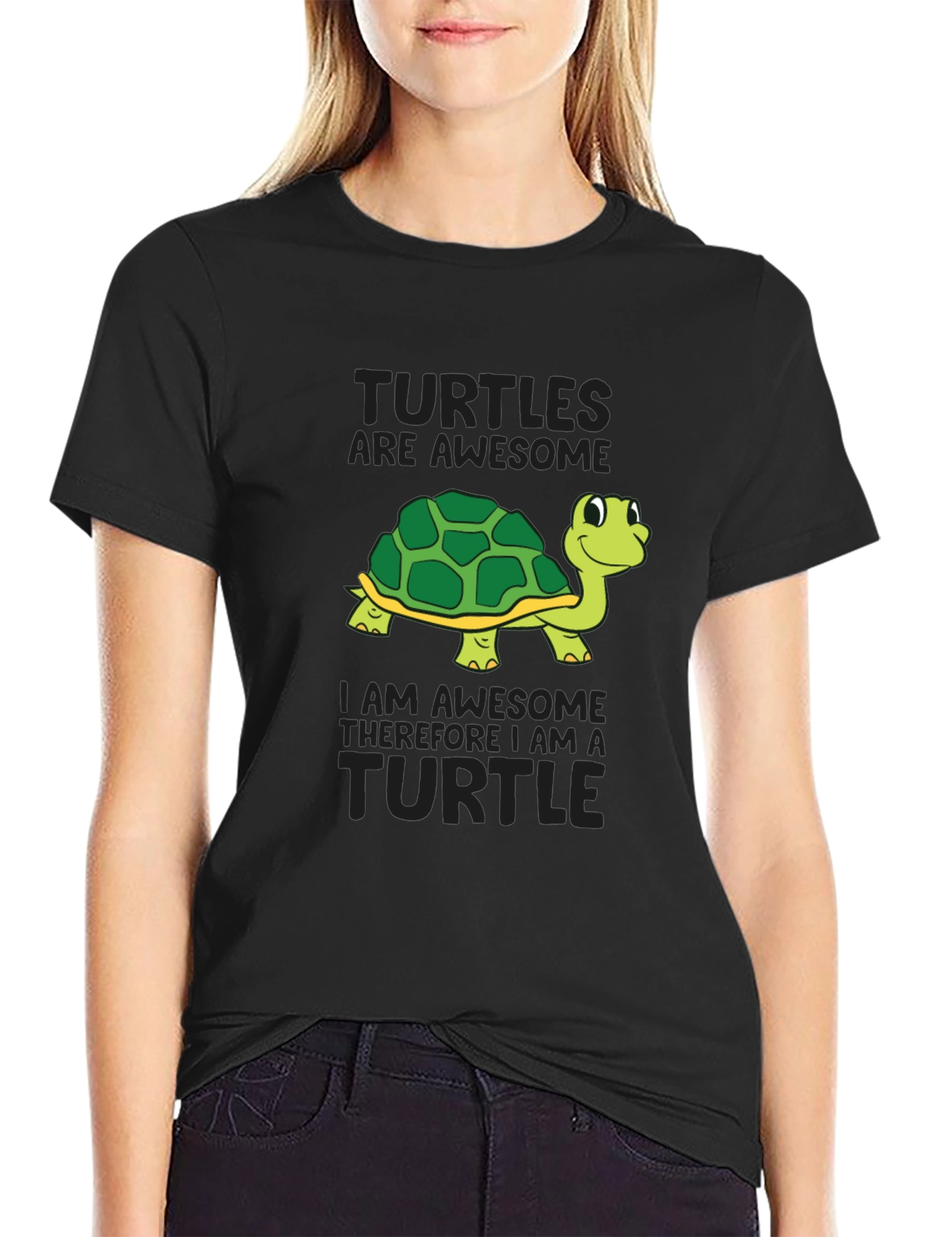 Awesome Turtle Graphic T-Shirt - Black Cotton Tee