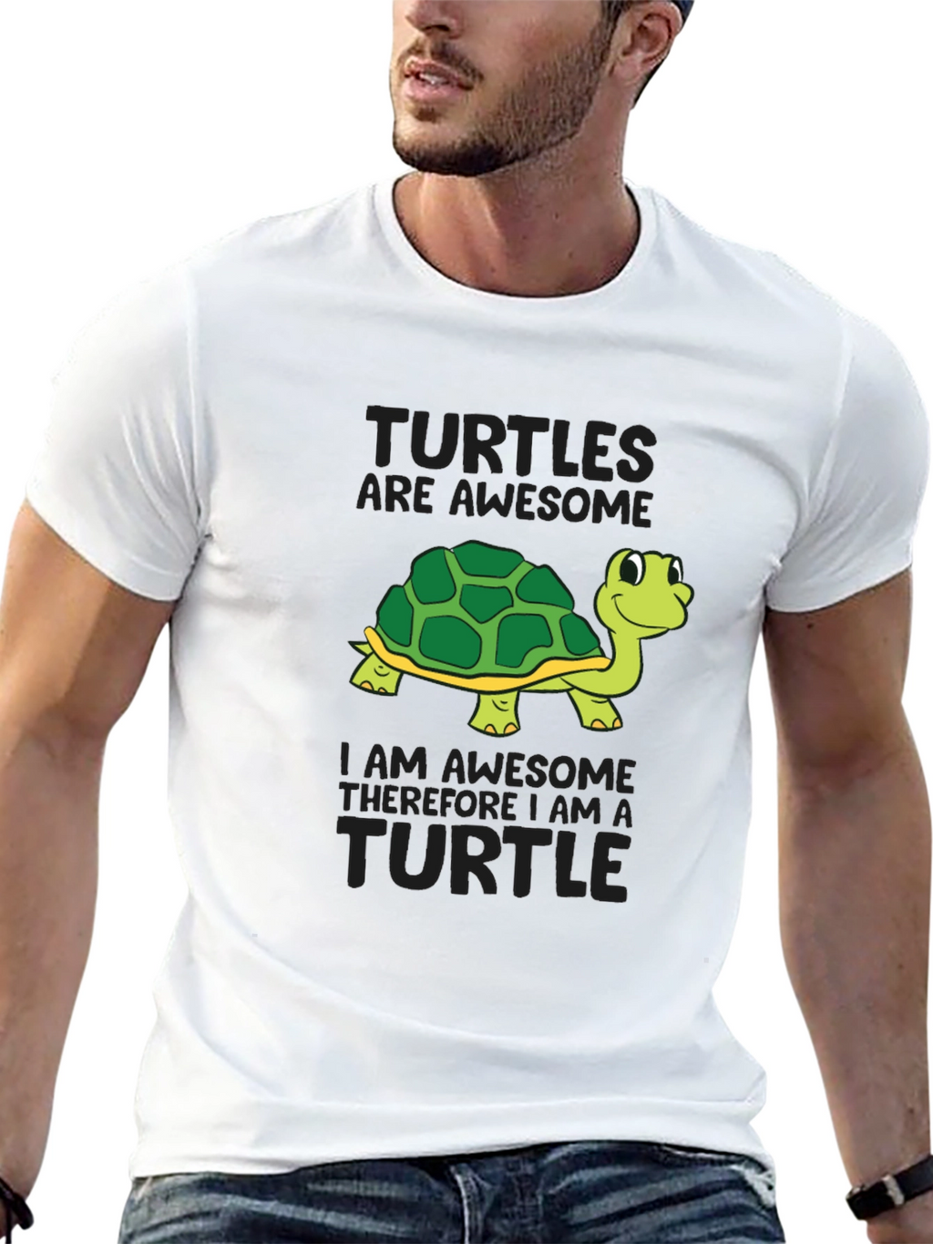Awesome Turtle Graphic T-Shirt - Black Cotton Tee