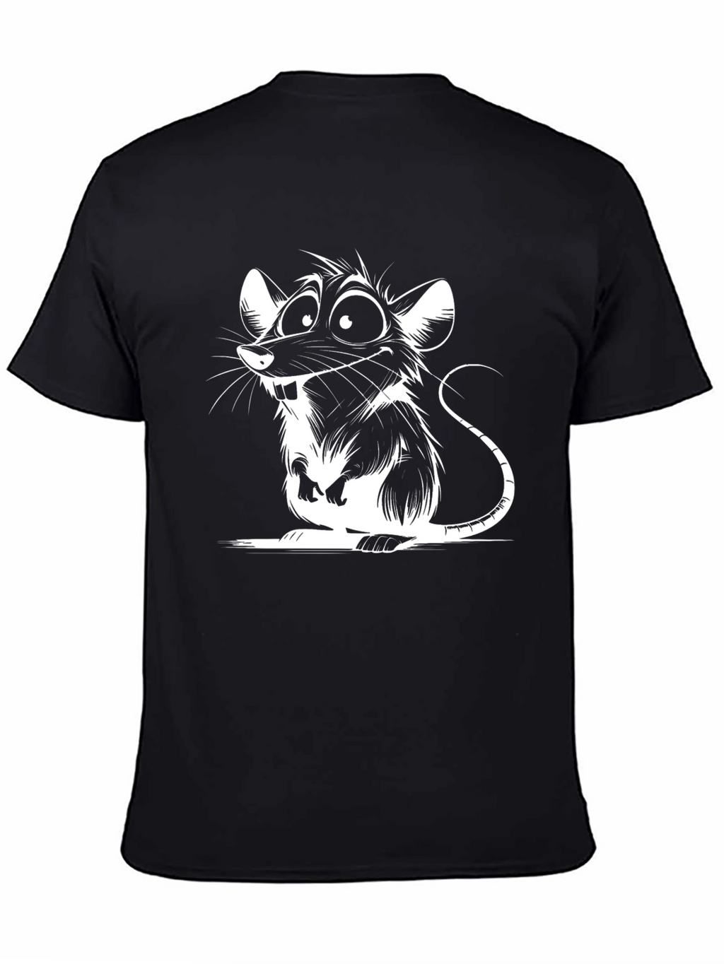 Cartoon Rat Graphic Black T-Shirt