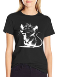 Cartoon Rat Graphic Black T-Shirt