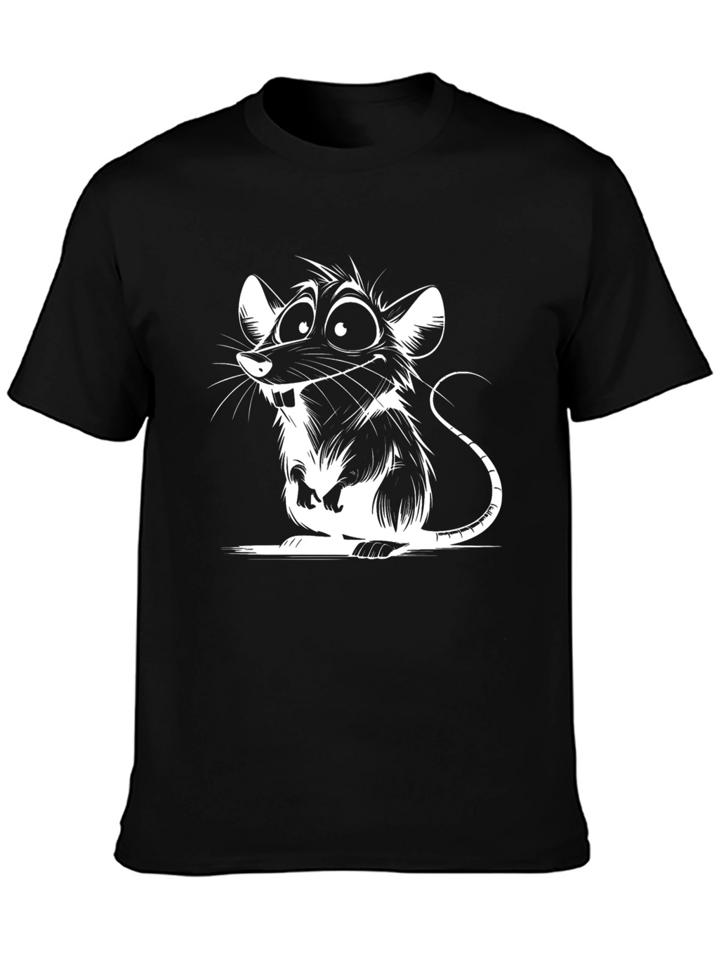 Cartoon Rat Graphic Black T-Shirt