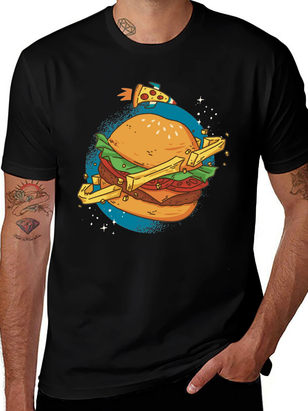 Burger Planet Graphic Tee - Unisex Black T-Shirt