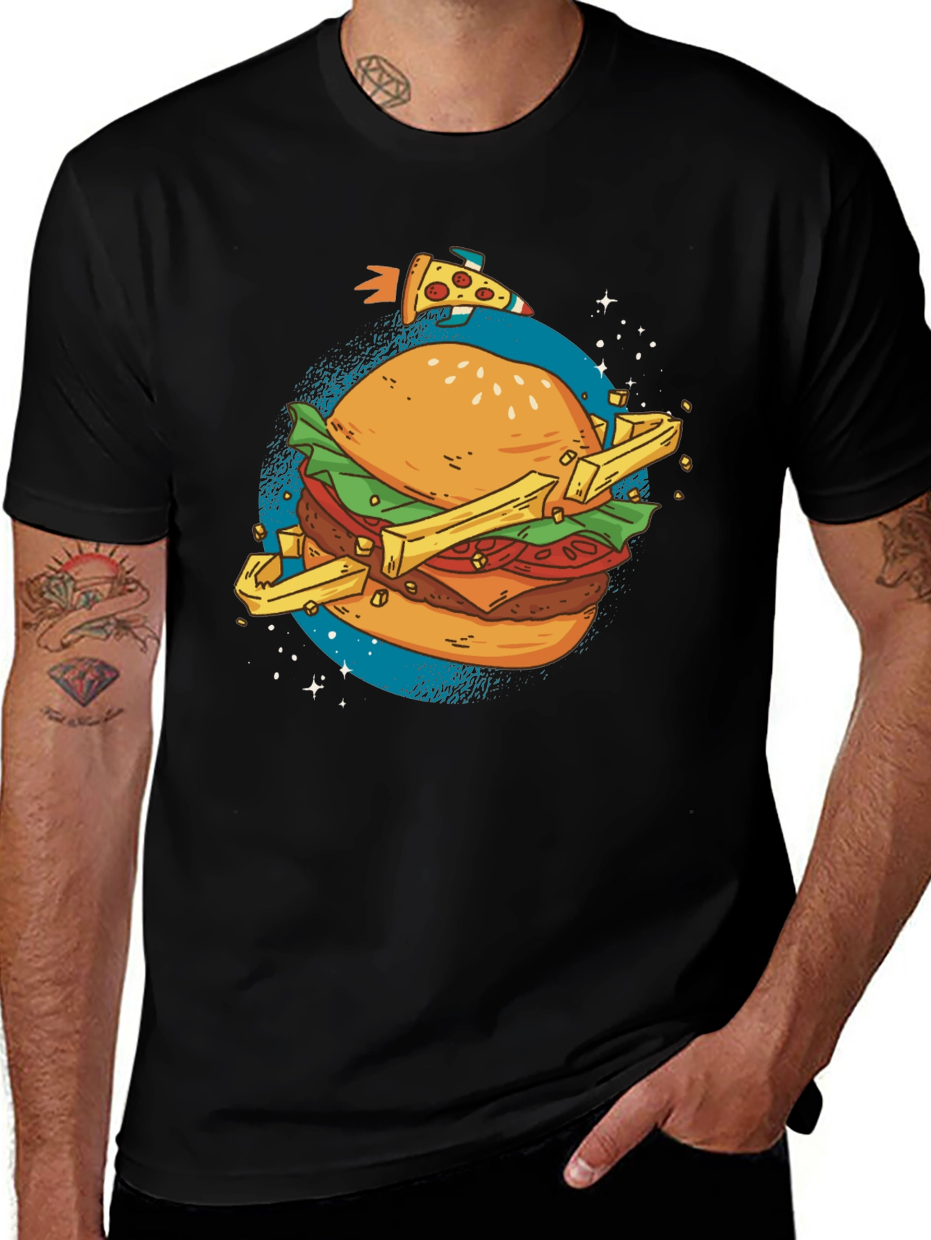 Burger Planet Graphic Tee - Unisex Black T-Shirt