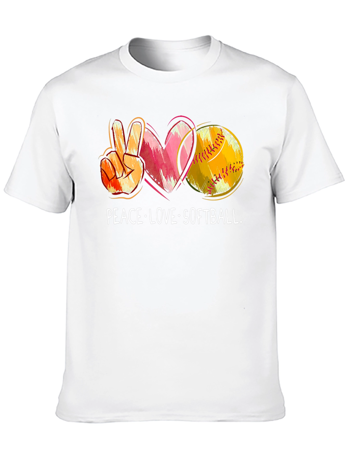 Peace Love Softball Graphic T-Shirt
