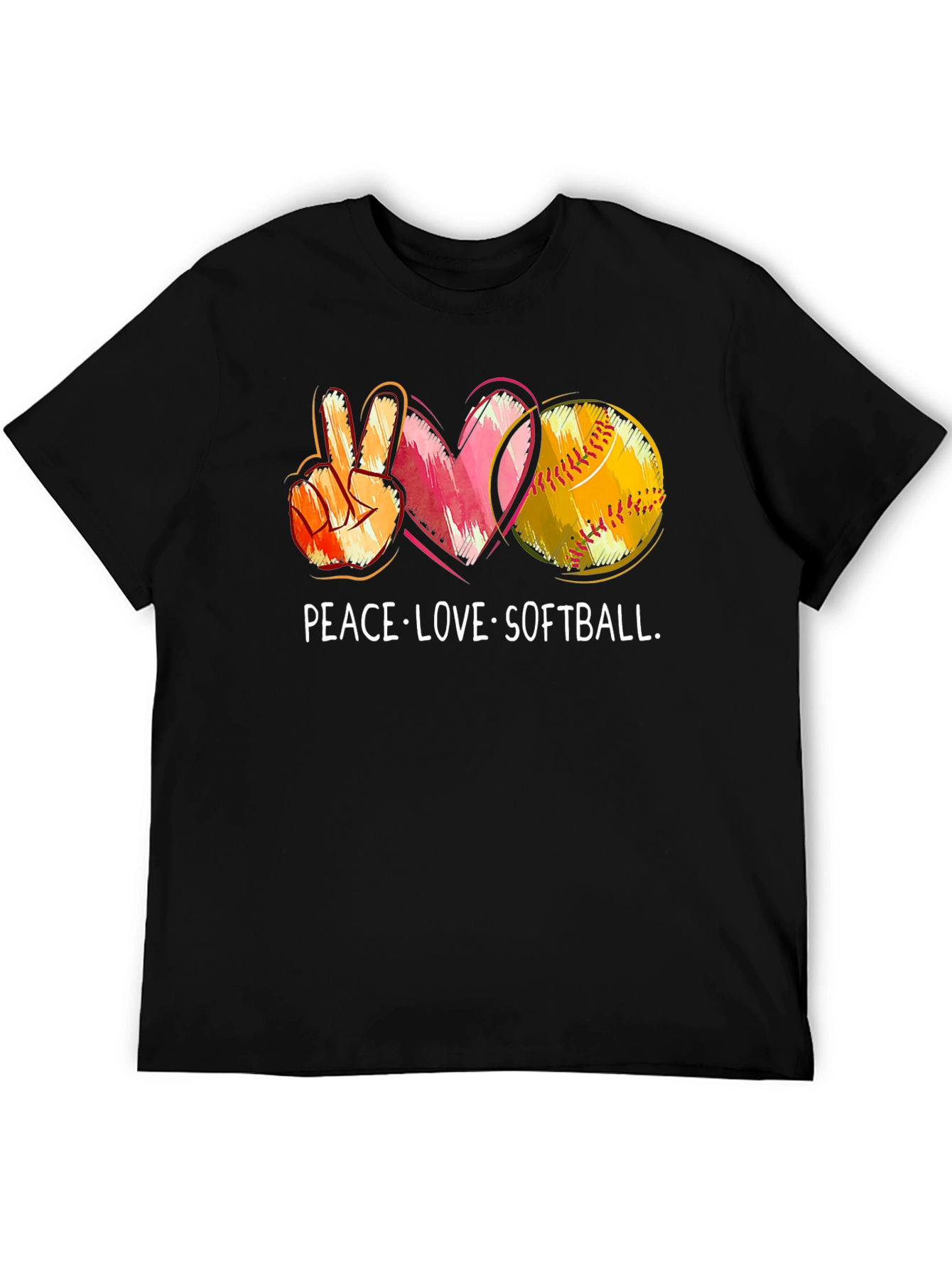 Peace Love Softball Graphic T-Shirt