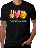 Peace Love Softball Graphic T-Shirt