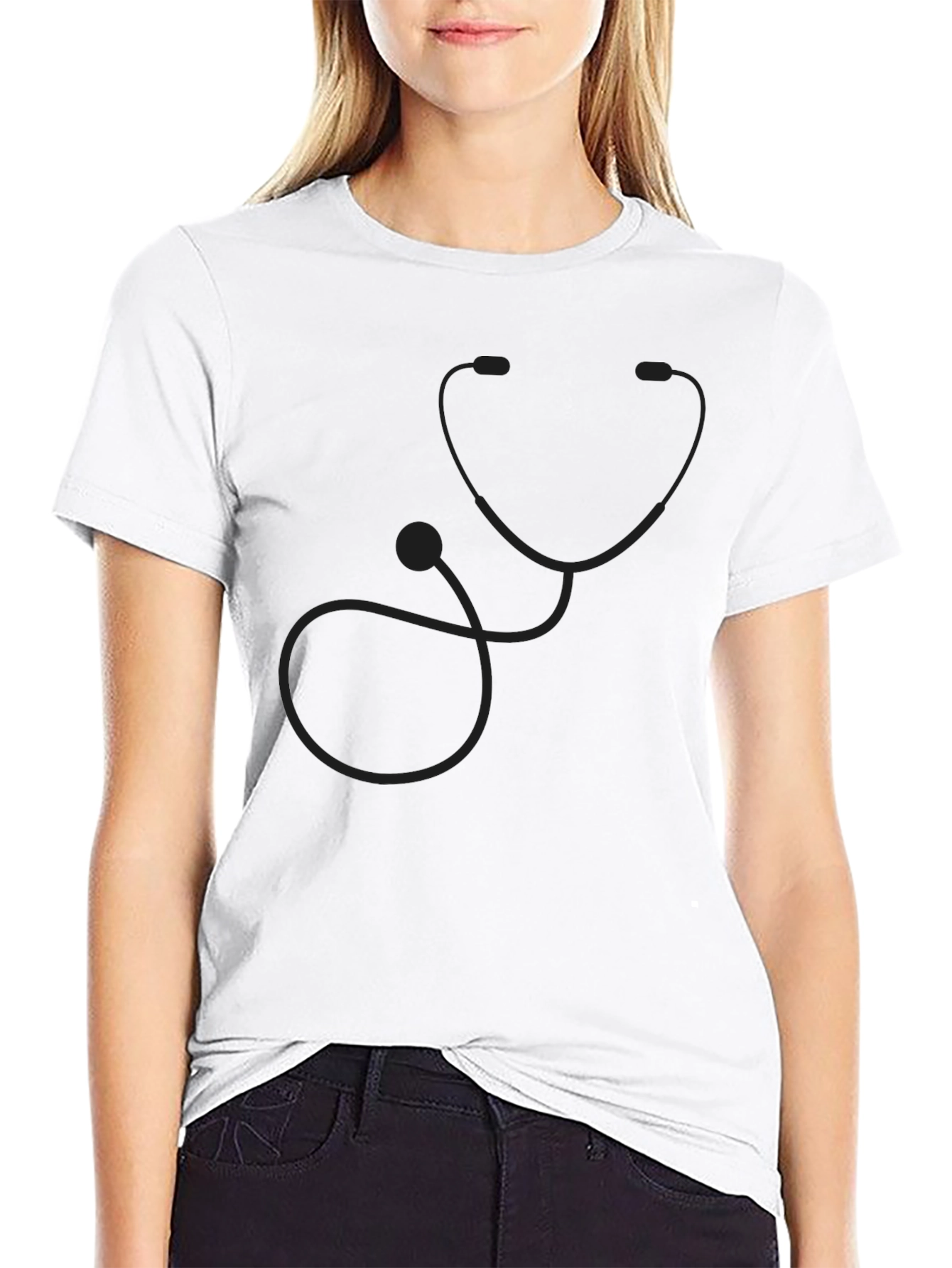 Black Stethoscope T-Shirt - Medical Professional Apparel