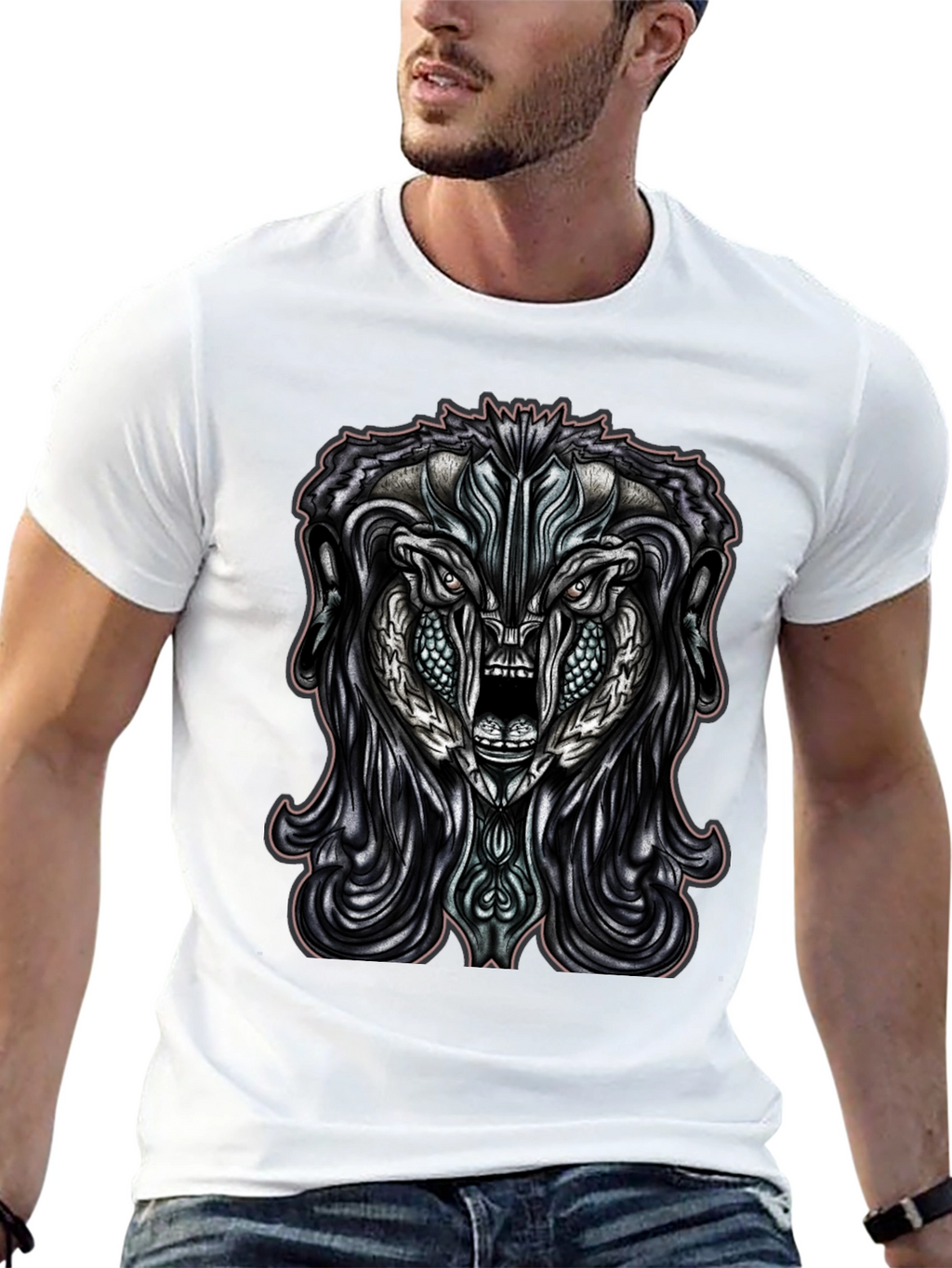 Monster Graphic Print Black T-Shirt