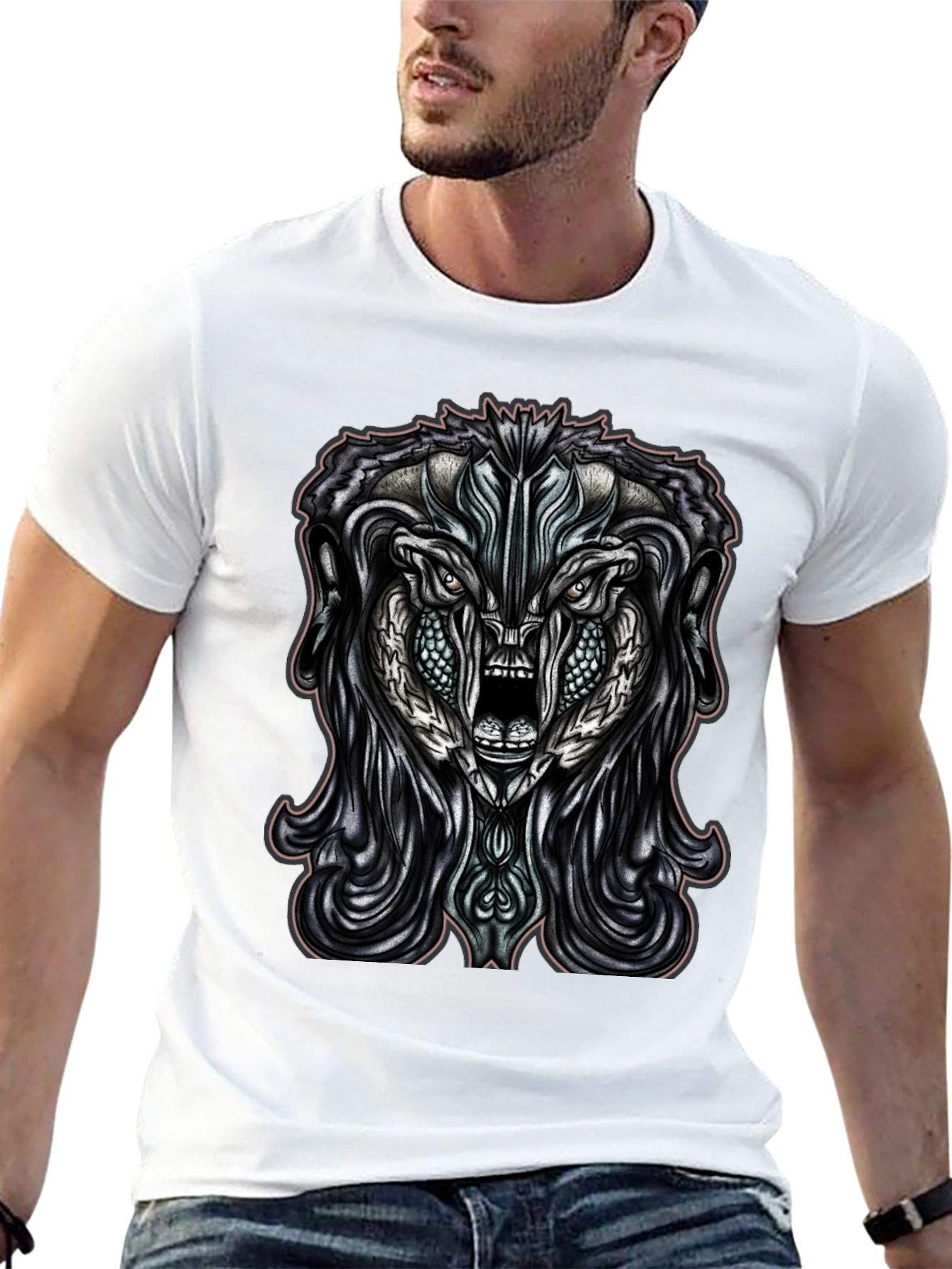 Monster Graphic Print Black T-Shirt