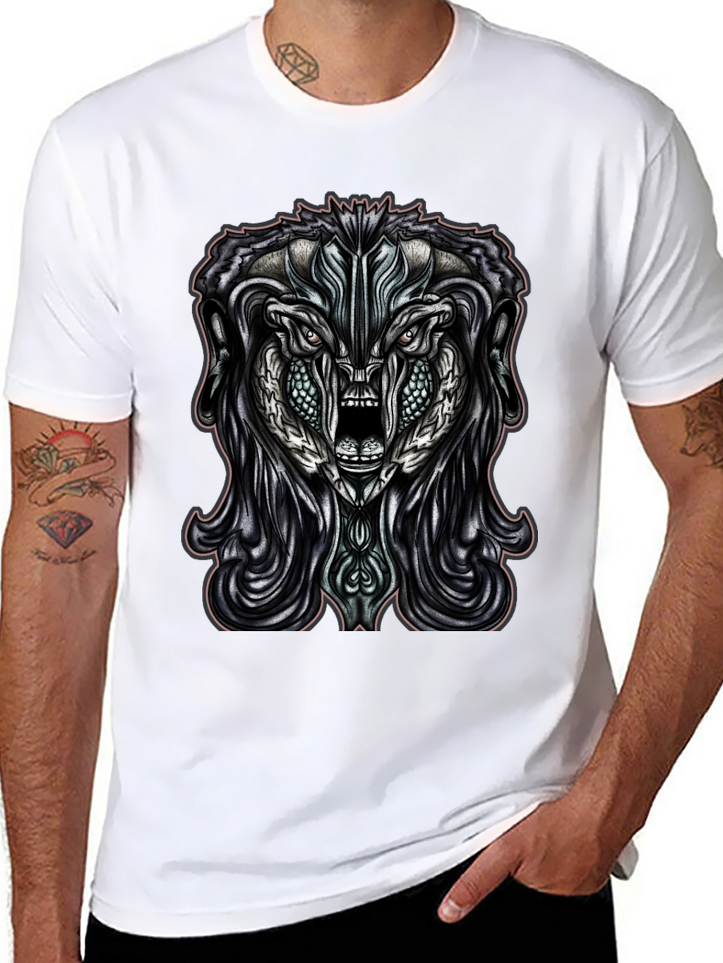 Monster Graphic Print Black T-Shirt