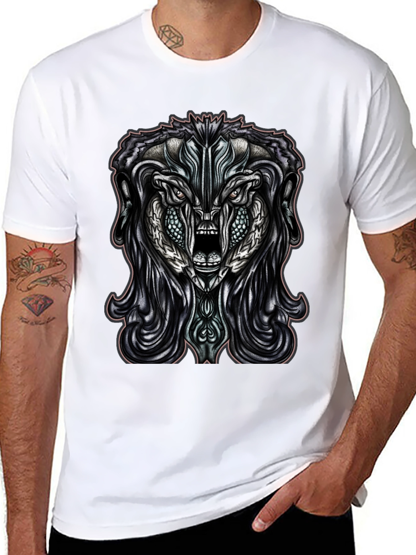Monster Graphic Print Black T-Shirt