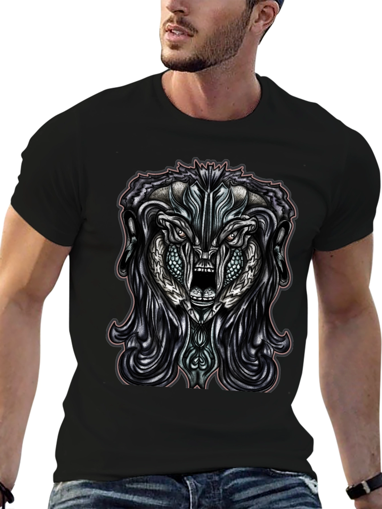 Monster Graphic Print Black T-Shirt