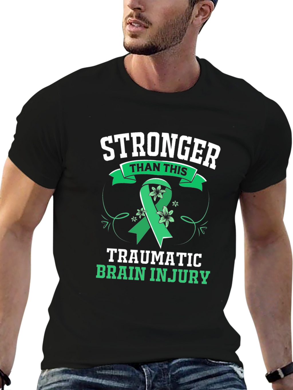 Stronger Than This TBI Awareness Ribbon Graphic Tee