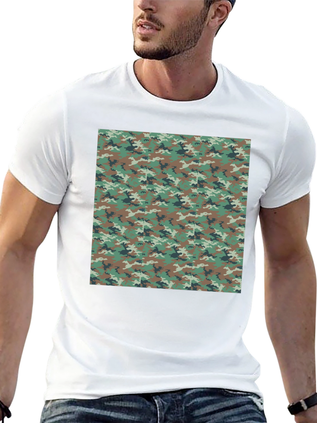 Camo Print Black T-Shirt - Mens Fashion