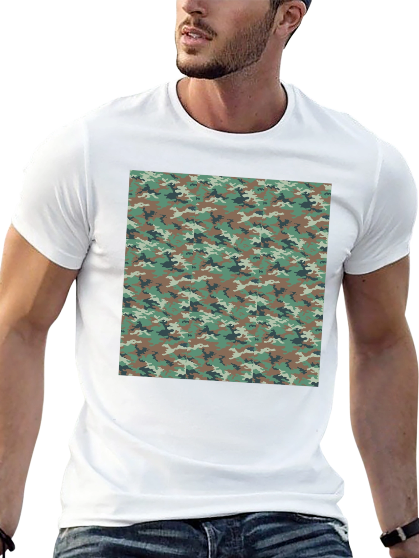 Camo Print Black T-Shirt - Mens Fashion
