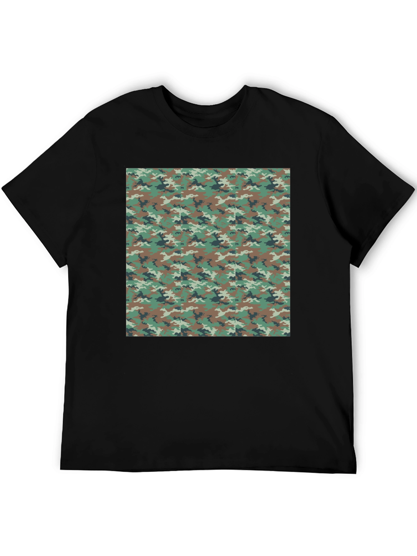 Camo Print Black T-Shirt - Mens Fashion