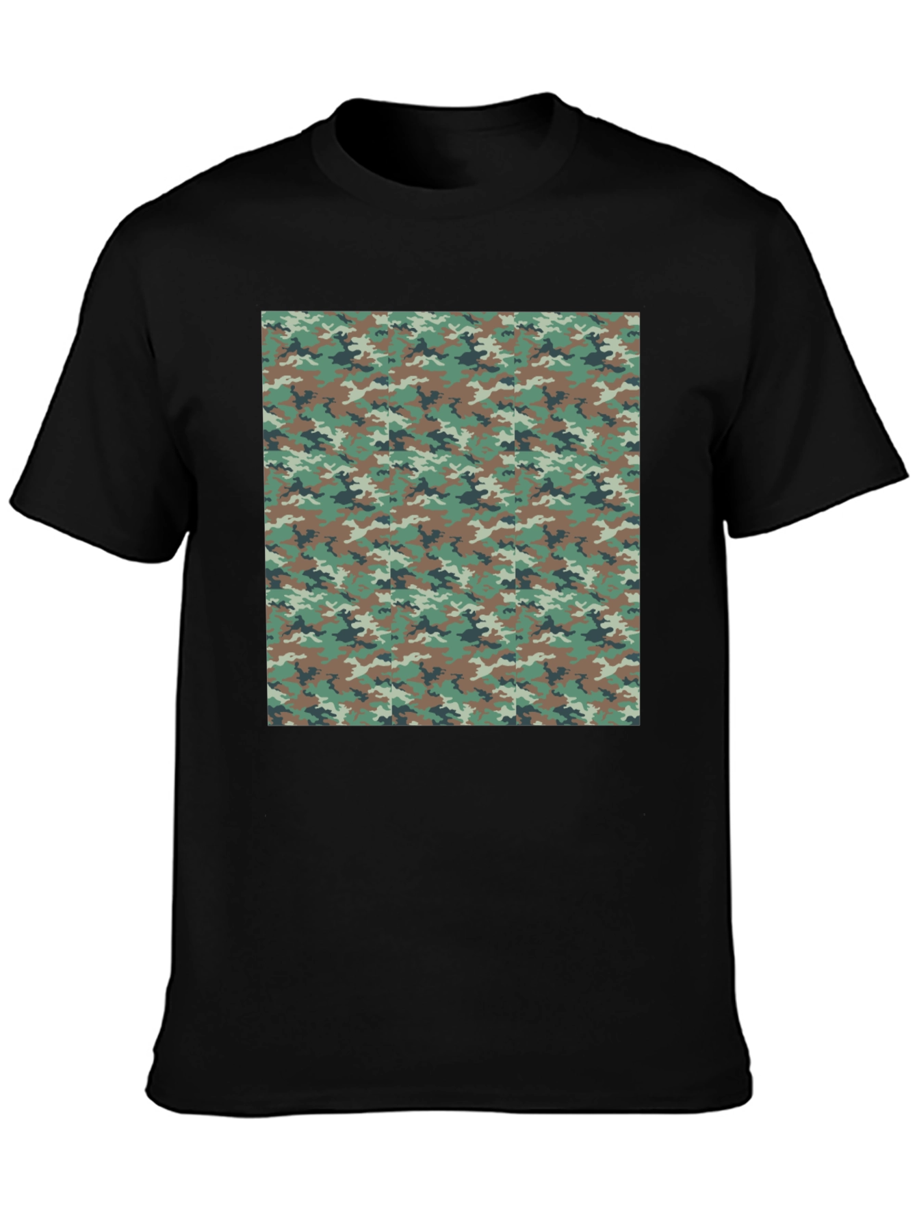 Camo Print Black T-Shirt - Mens Fashion