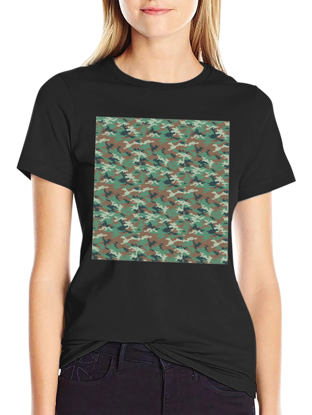 Camo Print Black T-Shirt - Mens Fashion