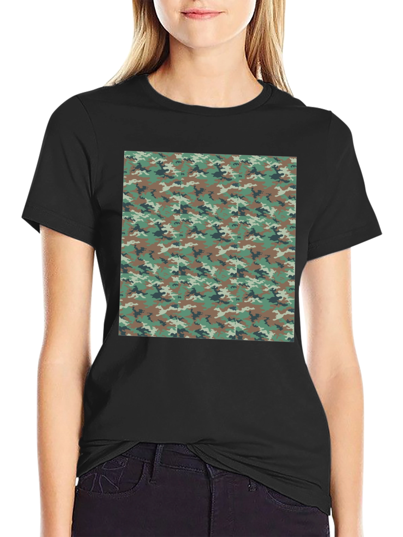 Camo Print Black T-Shirt - Mens Fashion