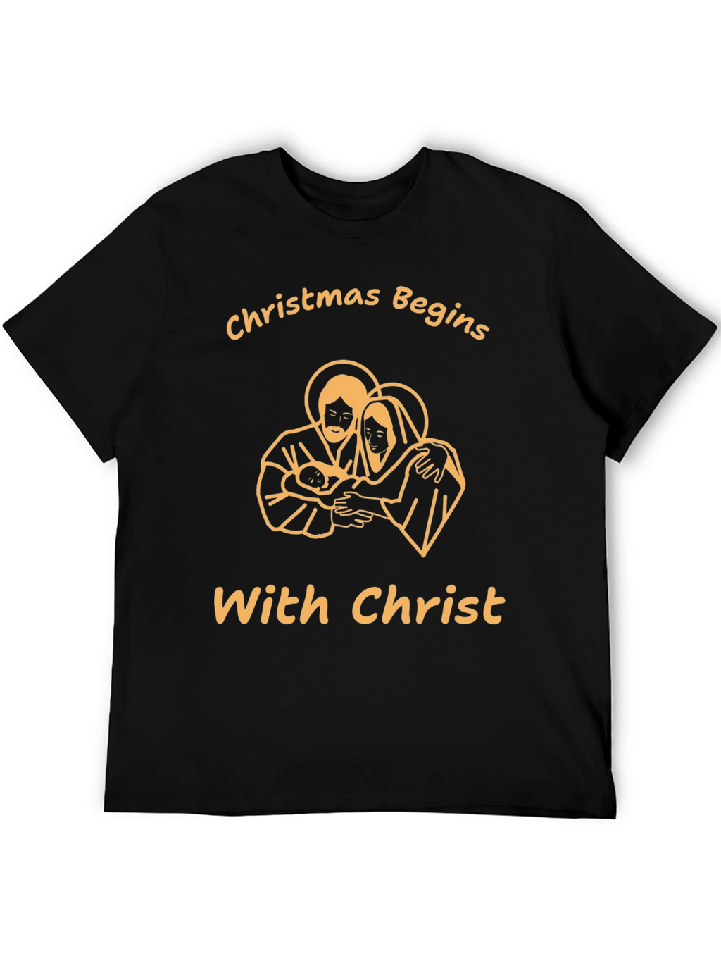 Christmas Begins With Christ Black T-Shirt
