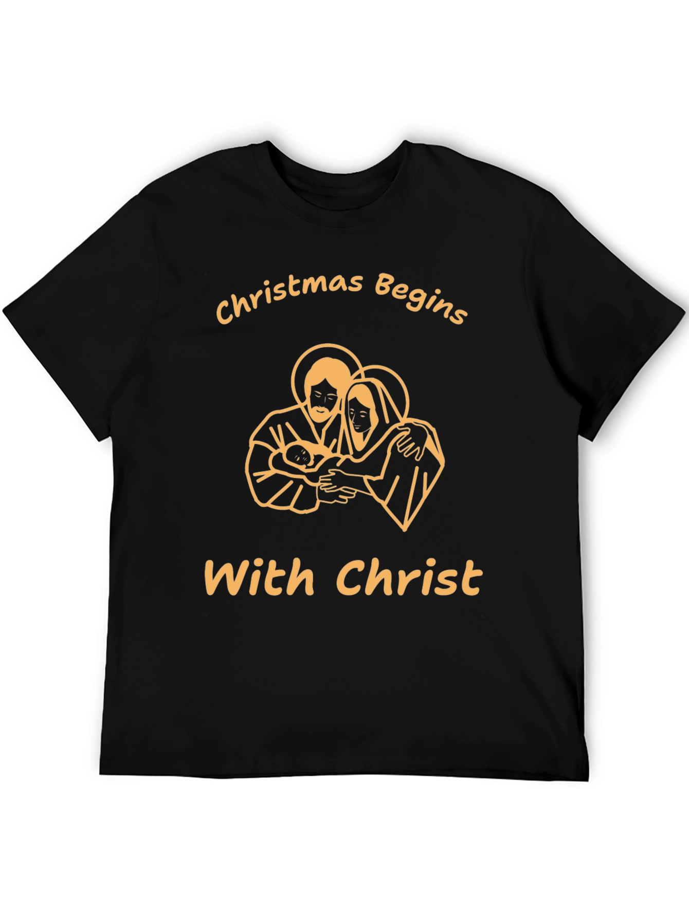 Christmas Begins With Christ Black T-Shirt