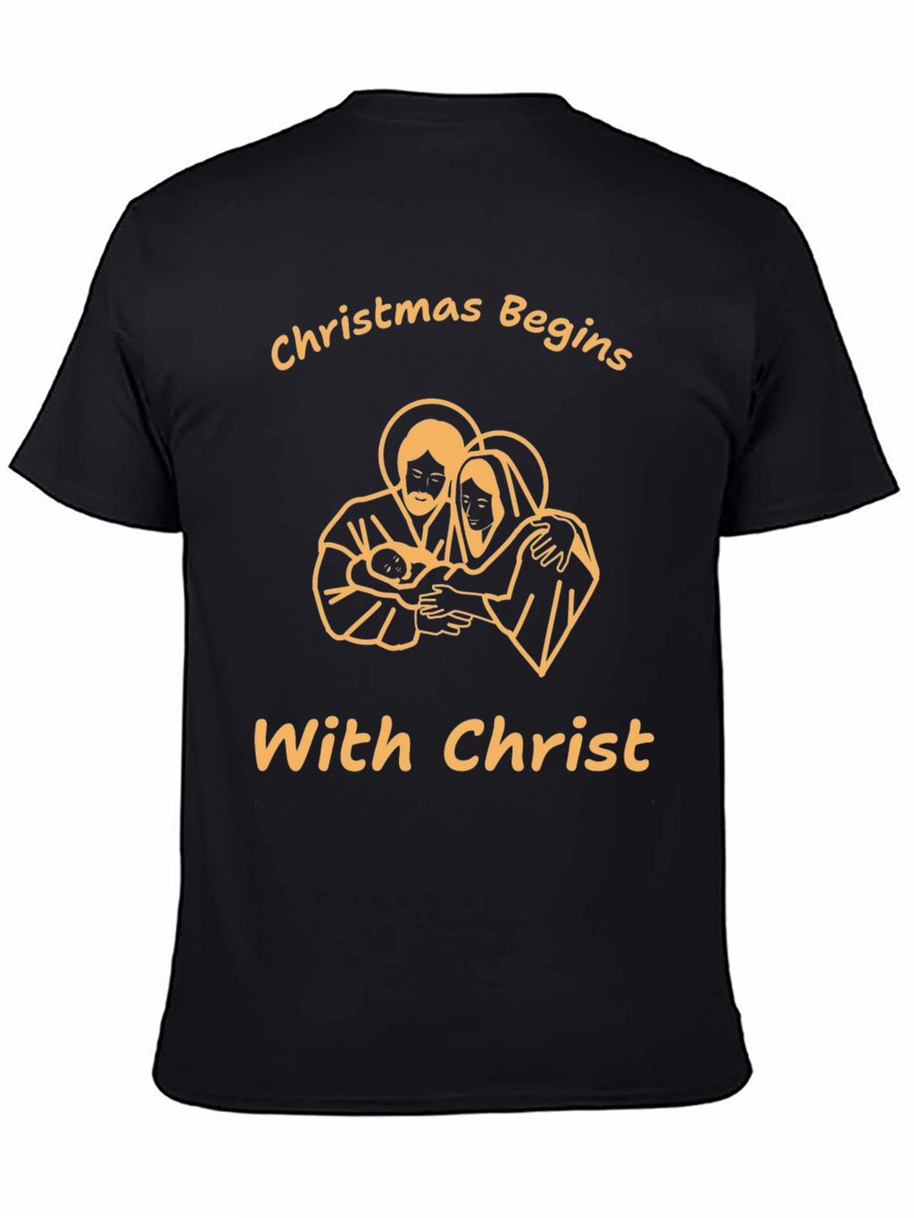 Christmas Begins With Christ Black T-Shirt